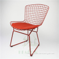 Harry Bertoia Style Wire Chair with Genuine Leather Cushion